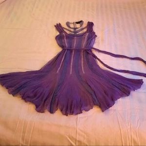 BCBG MAX Azria Victorian Silk Lavender and Lace Dress